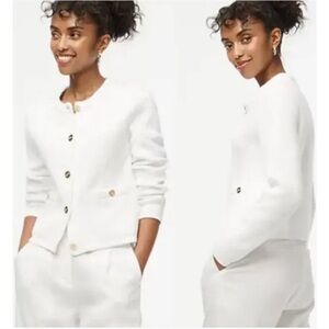 J. Crew Factory Cotton Lady Jacket Cardigan Sweater Button Front White Large